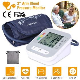 Digital Arm Blood Pressure Monitor LCD Digital Heart Beat BP Gauge Health Test w/Voice