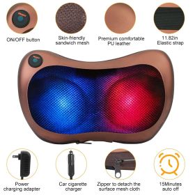Back Neck Massage Pillow Thermotherapy Kneading Manipulation Massager Car Massage Pillow w/ Cigarette Charger Adapter Pain Relief Relaxing For Ho