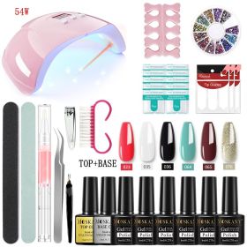 Nail Gel Kit Professional Nail Set With 120W/54W UV Nail Lamp And Nail Drill For All Drying Gel Nail Polish Manicure Set (Color: YH04-3)