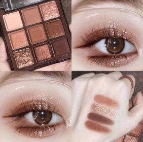 9 colors Shiny Eyeshadow Palette Matte Butter and Orange Brown Plate Earth-toned shimmering pearlescent  2025 new (Color: NEW style4--chocolate)